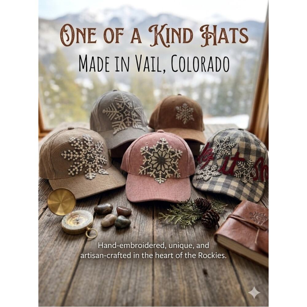 Handmade Corduroy Snowflake Cap - Artisan Crafted in Vail, CO